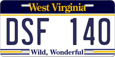 WV license plate DSF140