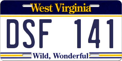 WV license plate DSF141
