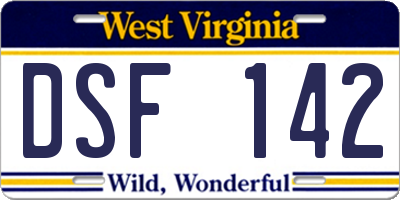 WV license plate DSF142