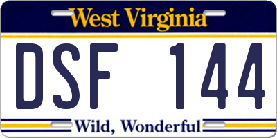 WV license plate DSF144