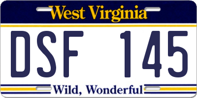 WV license plate DSF145