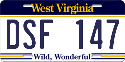WV license plate DSF147