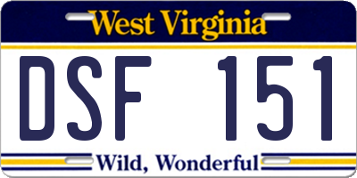 WV license plate DSF151