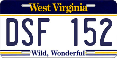 WV license plate DSF152