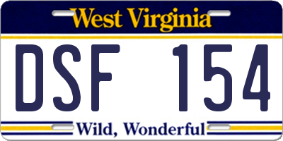 WV license plate DSF154