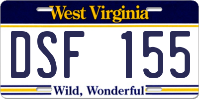 WV license plate DSF155