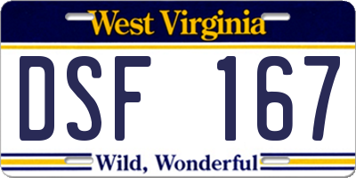 WV license plate DSF167