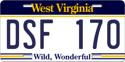 WV license plate DSF170