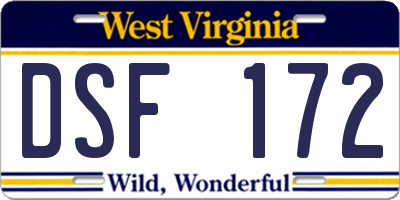 WV license plate DSF172