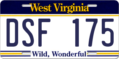 WV license plate DSF175