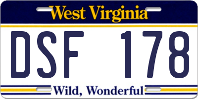 WV license plate DSF178