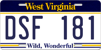 WV license plate DSF181