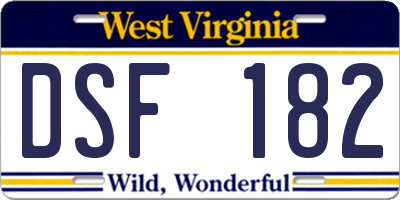 WV license plate DSF182