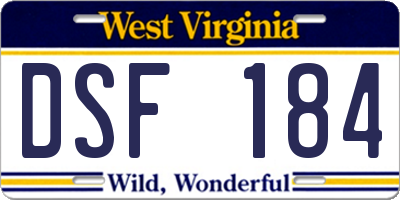 WV license plate DSF184