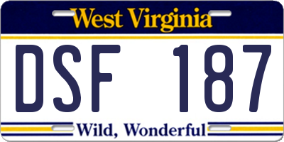 WV license plate DSF187