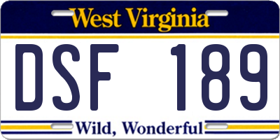 WV license plate DSF189