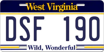 WV license plate DSF190