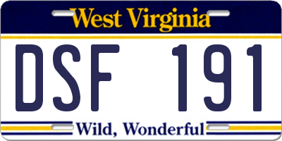 WV license plate DSF191