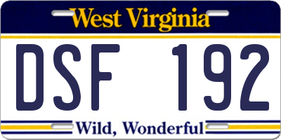 WV license plate DSF192