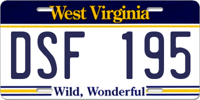 WV license plate DSF195