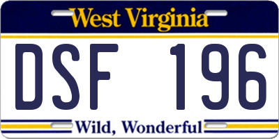 WV license plate DSF196