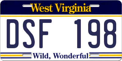 WV license plate DSF198