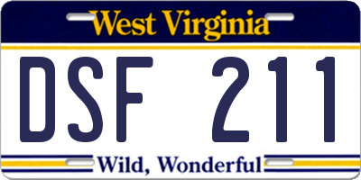 WV license plate DSF211