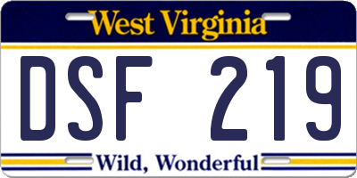 WV license plate DSF219