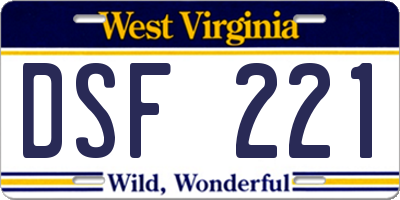 WV license plate DSF221