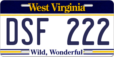 WV license plate DSF222