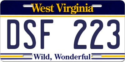 WV license plate DSF223