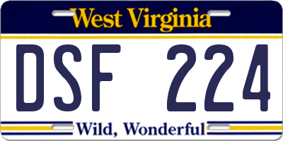 WV license plate DSF224