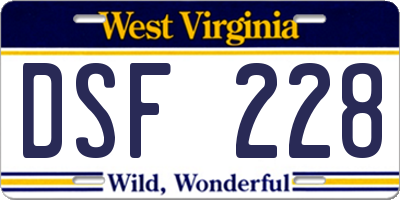 WV license plate DSF228