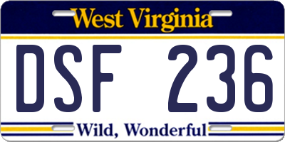 WV license plate DSF236