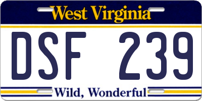 WV license plate DSF239