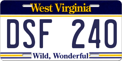 WV license plate DSF240