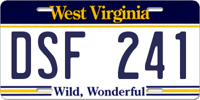 WV license plate DSF241