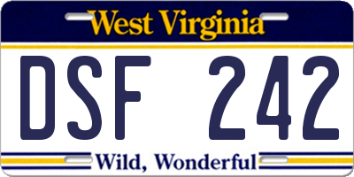 WV license plate DSF242