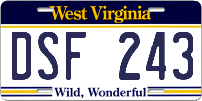 WV license plate DSF243