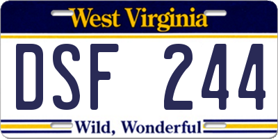 WV license plate DSF244