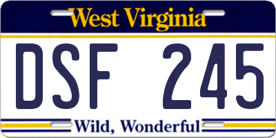 WV license plate DSF245