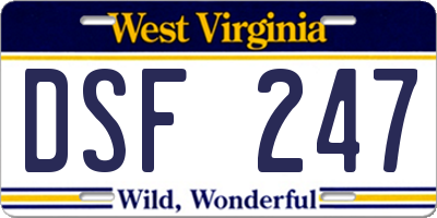 WV license plate DSF247