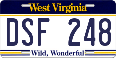 WV license plate DSF248