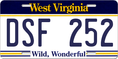 WV license plate DSF252