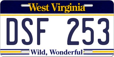 WV license plate DSF253