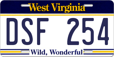WV license plate DSF254