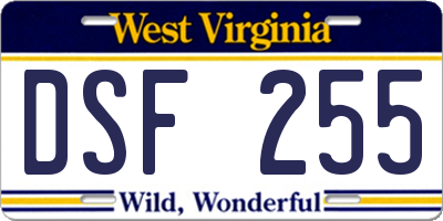 WV license plate DSF255