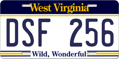 WV license plate DSF256
