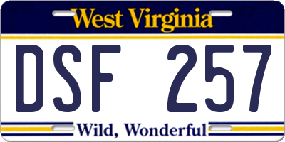WV license plate DSF257