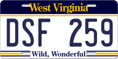 WV license plate DSF259